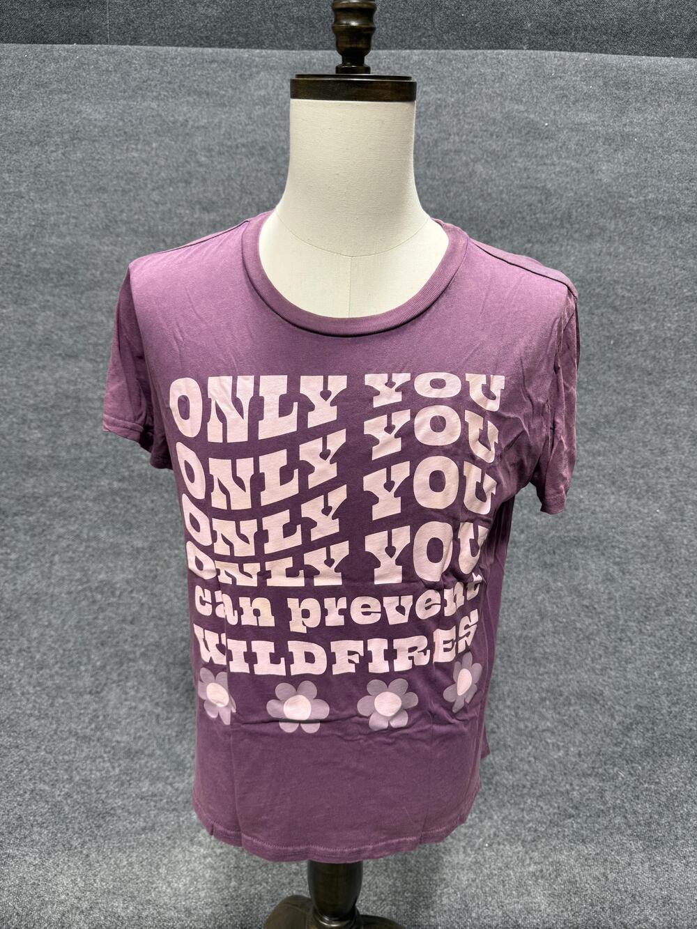 Smokey Bear Shirt Mens XL Purple Only You Wildfires Graphic T-Shirt Tee